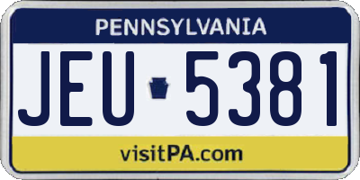 PA license plate JEU5381