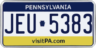 PA license plate JEU5383