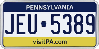 PA license plate JEU5389