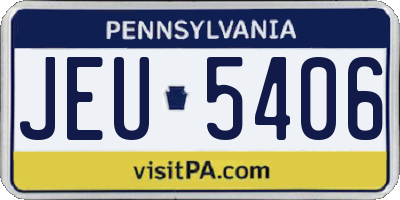 PA license plate JEU5406