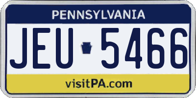 PA license plate JEU5466