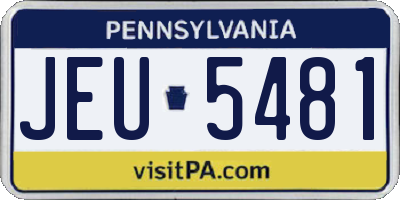PA license plate JEU5481