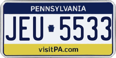 PA license plate JEU5533