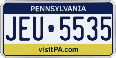 PA license plate JEU5535