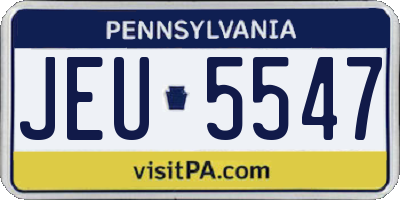PA license plate JEU5547