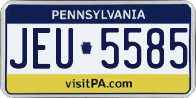 PA license plate JEU5585