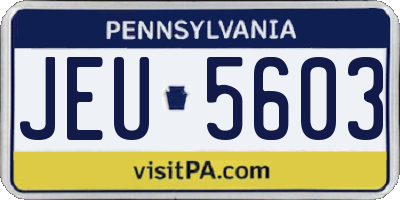 PA license plate JEU5603