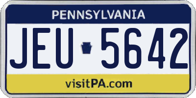 PA license plate JEU5642