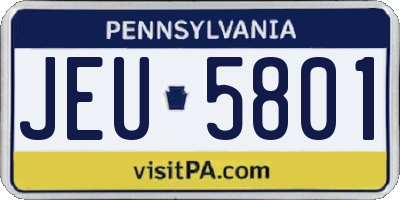PA license plate JEU5801