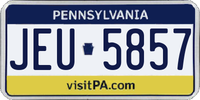 PA license plate JEU5857