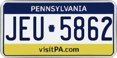 PA license plate JEU5862