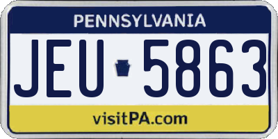 PA license plate JEU5863