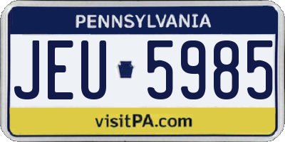 PA license plate JEU5985