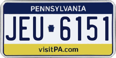 PA license plate JEU6151