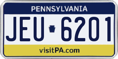 PA license plate JEU6201