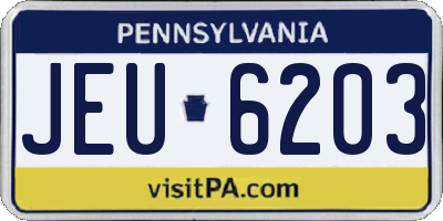 PA license plate JEU6203
