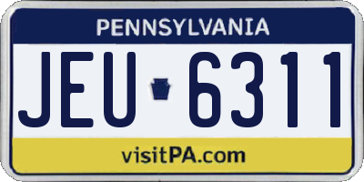 PA license plate JEU6311