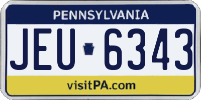 PA license plate JEU6343