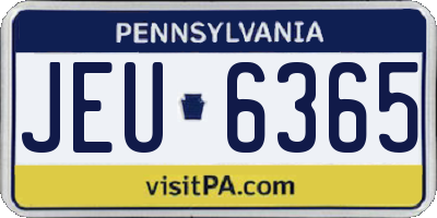 PA license plate JEU6365