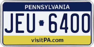 PA license plate JEU6400