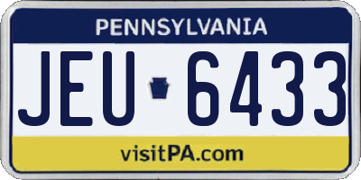PA license plate JEU6433