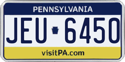PA license plate JEU6450