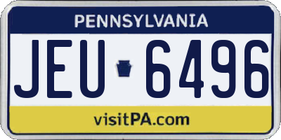 PA license plate JEU6496