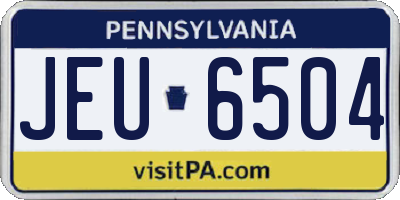PA license plate JEU6504