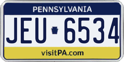 PA license plate JEU6534