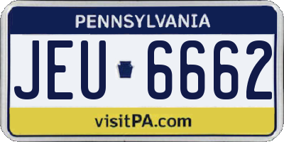 PA license plate JEU6662