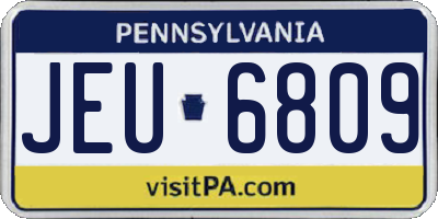 PA license plate JEU6809