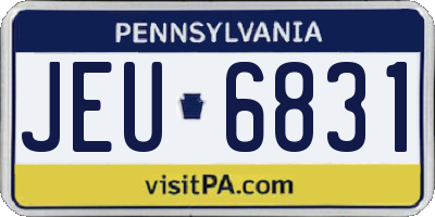 PA license plate JEU6831