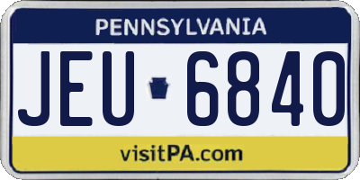 PA license plate JEU6840