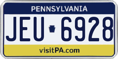PA license plate JEU6928