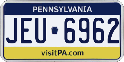 PA license plate JEU6962