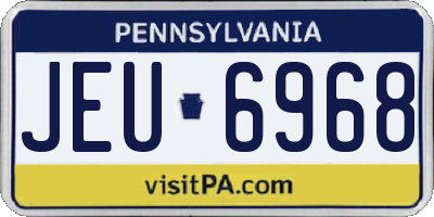 PA license plate JEU6968