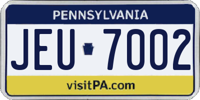 PA license plate JEU7002