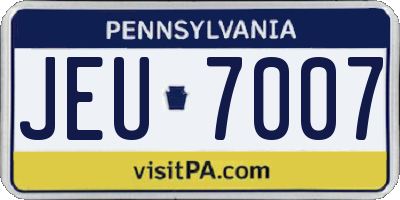 PA license plate JEU7007