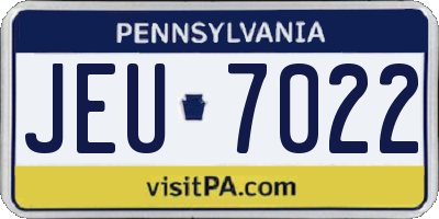 PA license plate JEU7022