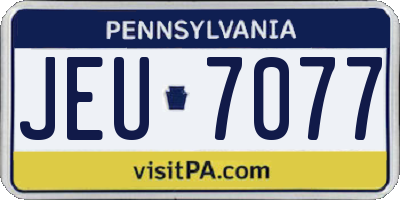 PA license plate JEU7077