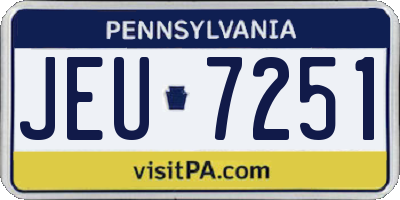 PA license plate JEU7251