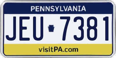 PA license plate JEU7381