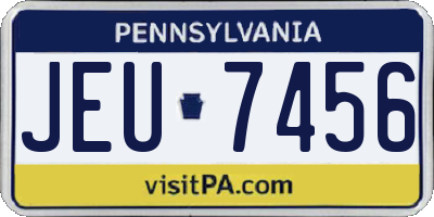 PA license plate JEU7456