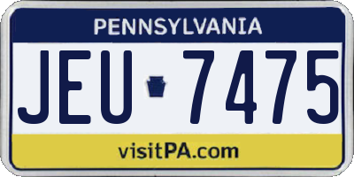 PA license plate JEU7475