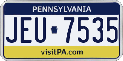 PA license plate JEU7535