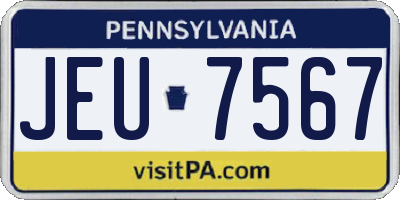PA license plate JEU7567
