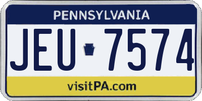 PA license plate JEU7574