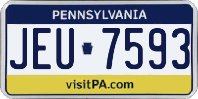 PA license plate JEU7593