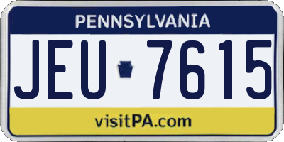 PA license plate JEU7615