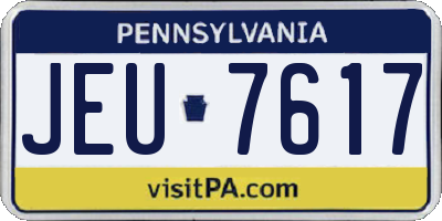 PA license plate JEU7617